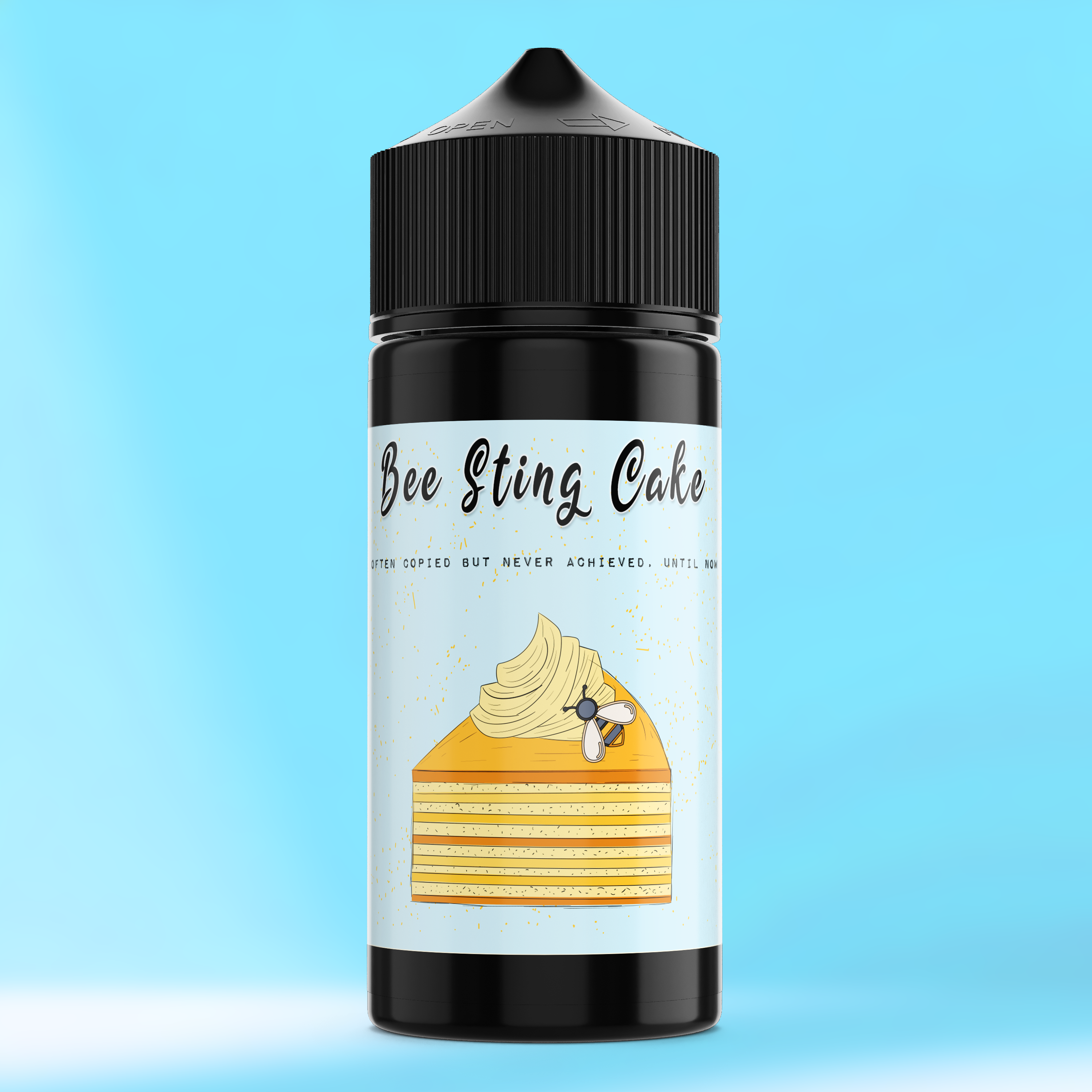 BEE STING CAKE Aroma Flasche farbiger Hintergrund