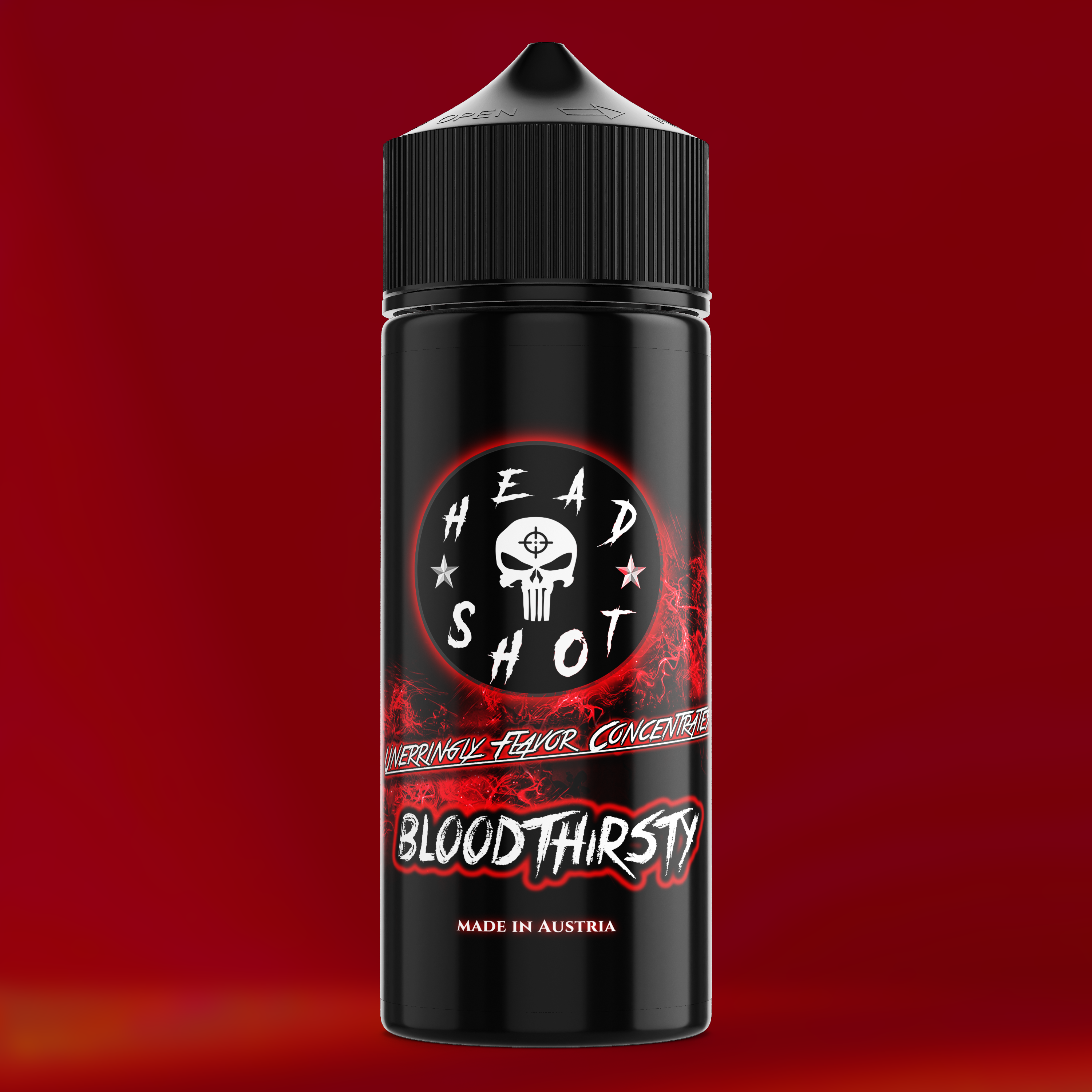 BLOODTHIRSTY Aroma Flasche farbiger Hintergrund