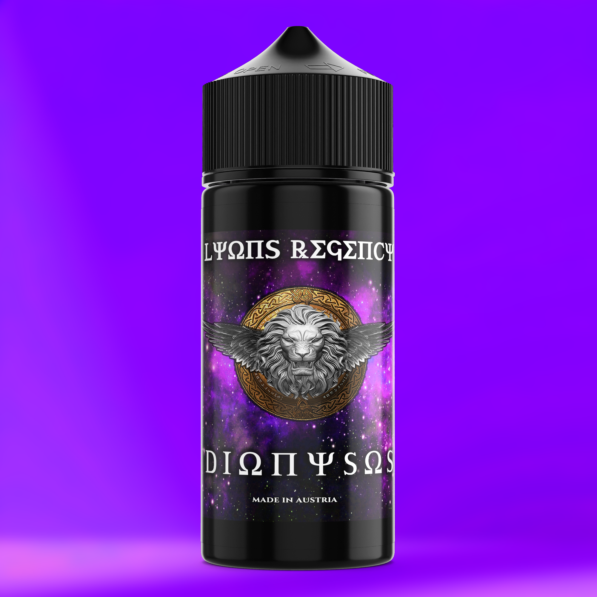 DIONYSOS Aroma Flasche farbiger Hintergrund