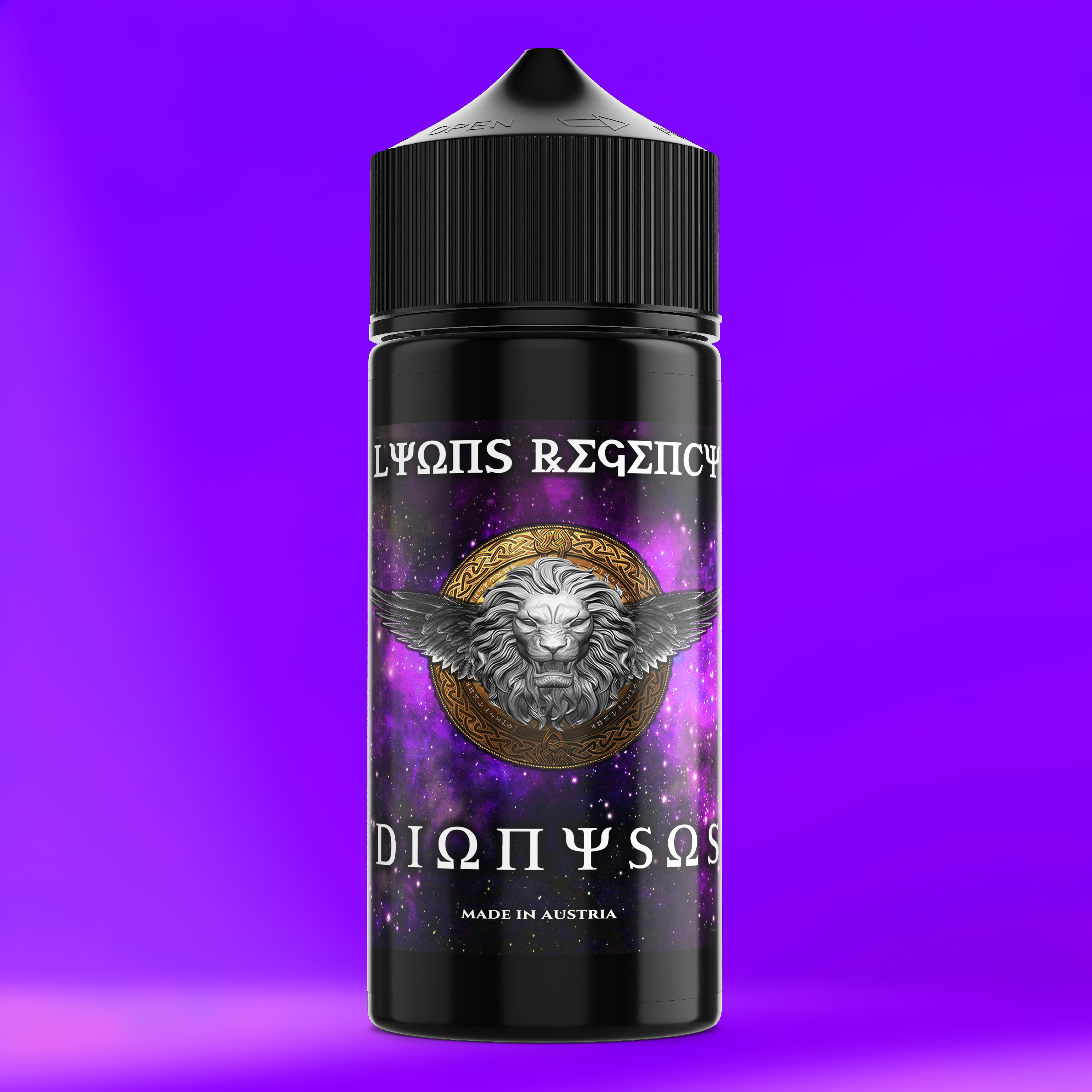 DIONYSOS Aroma Flasche farbiger Hintergrund