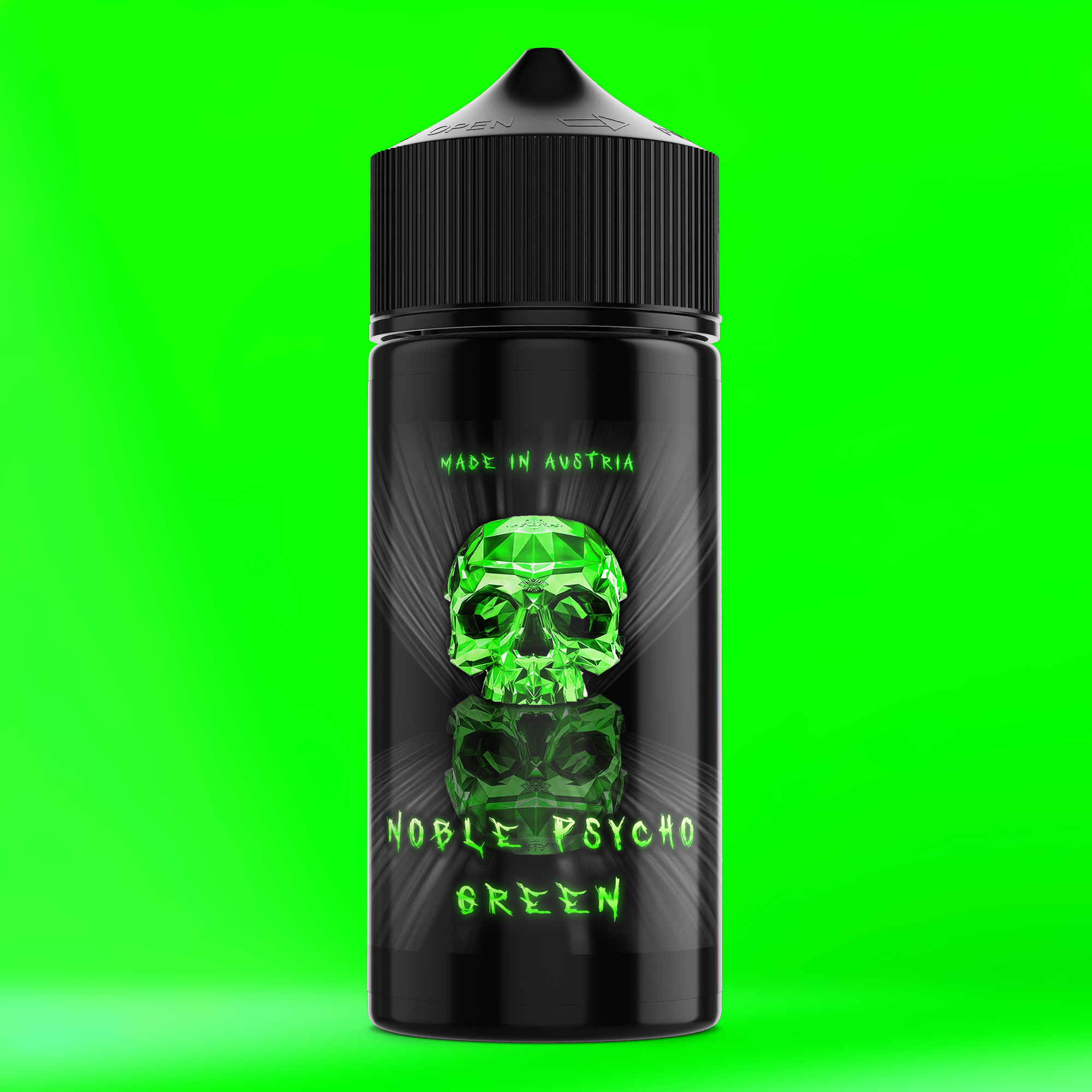 NOBLE PSYCHO GREEN Aroma Flasche farbiger Hintergrund