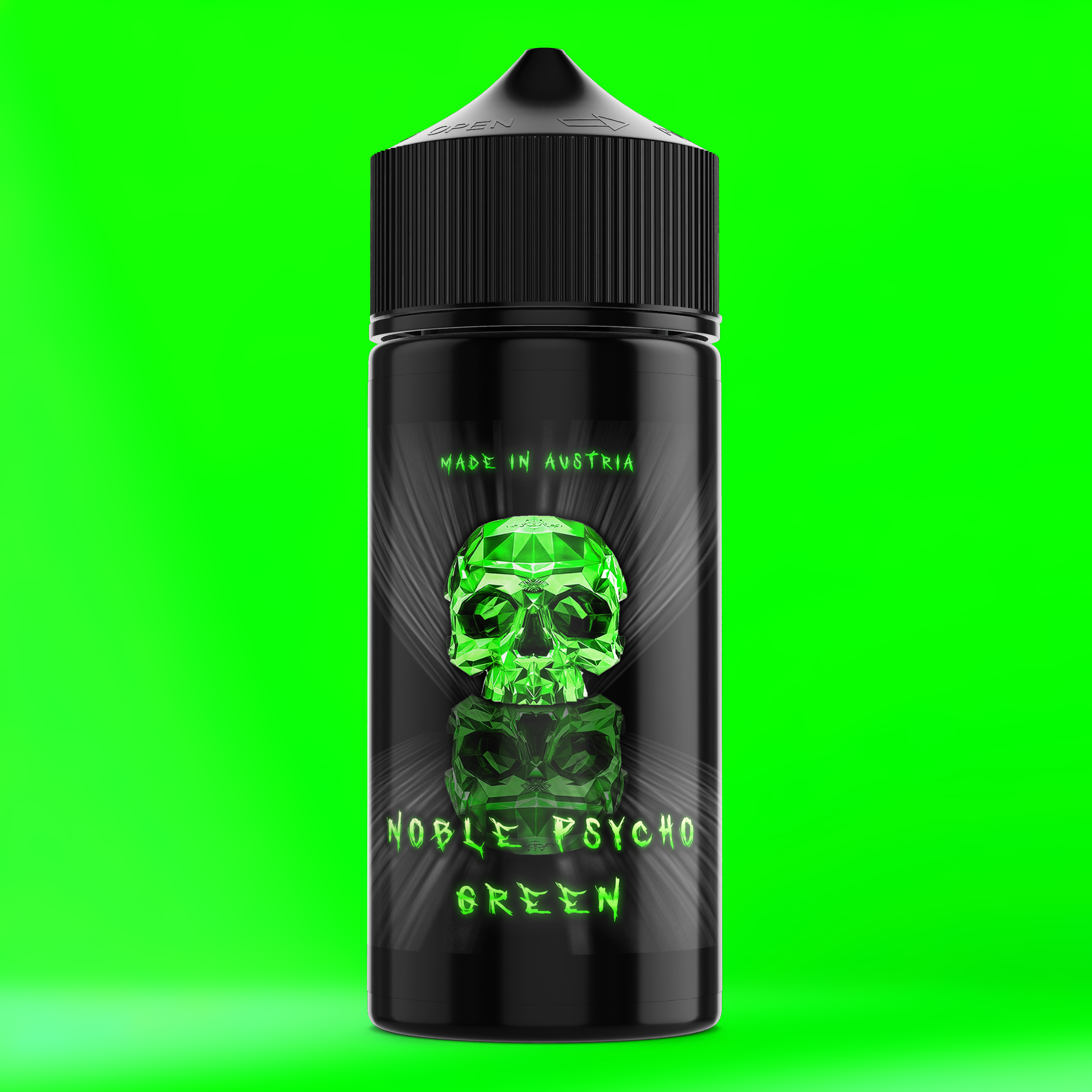 NOBLE PSYCHO GREEN Aroma Flasche farbiger Hintergrund