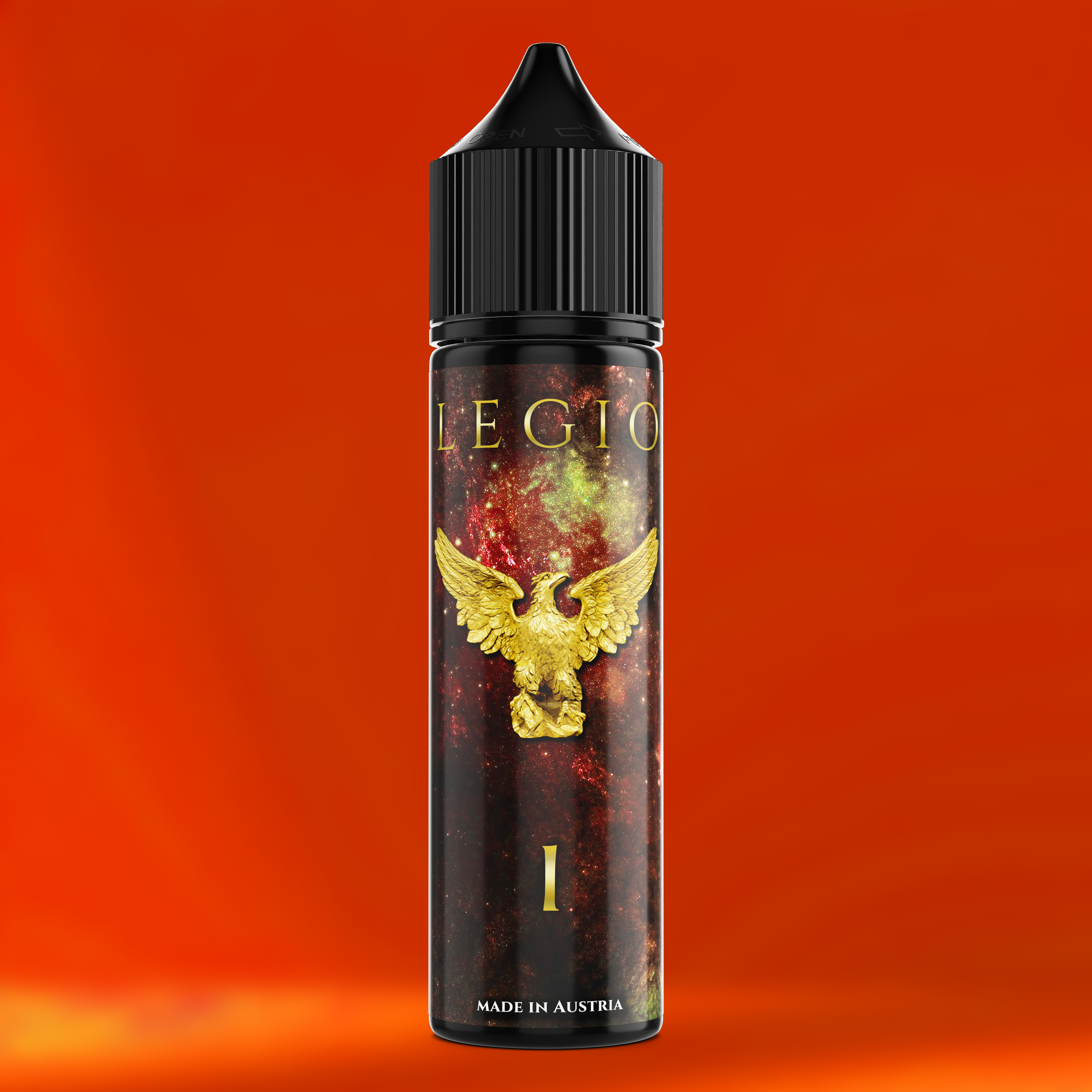 LEGIO I Aroma Flasche farbiger Hintergrund