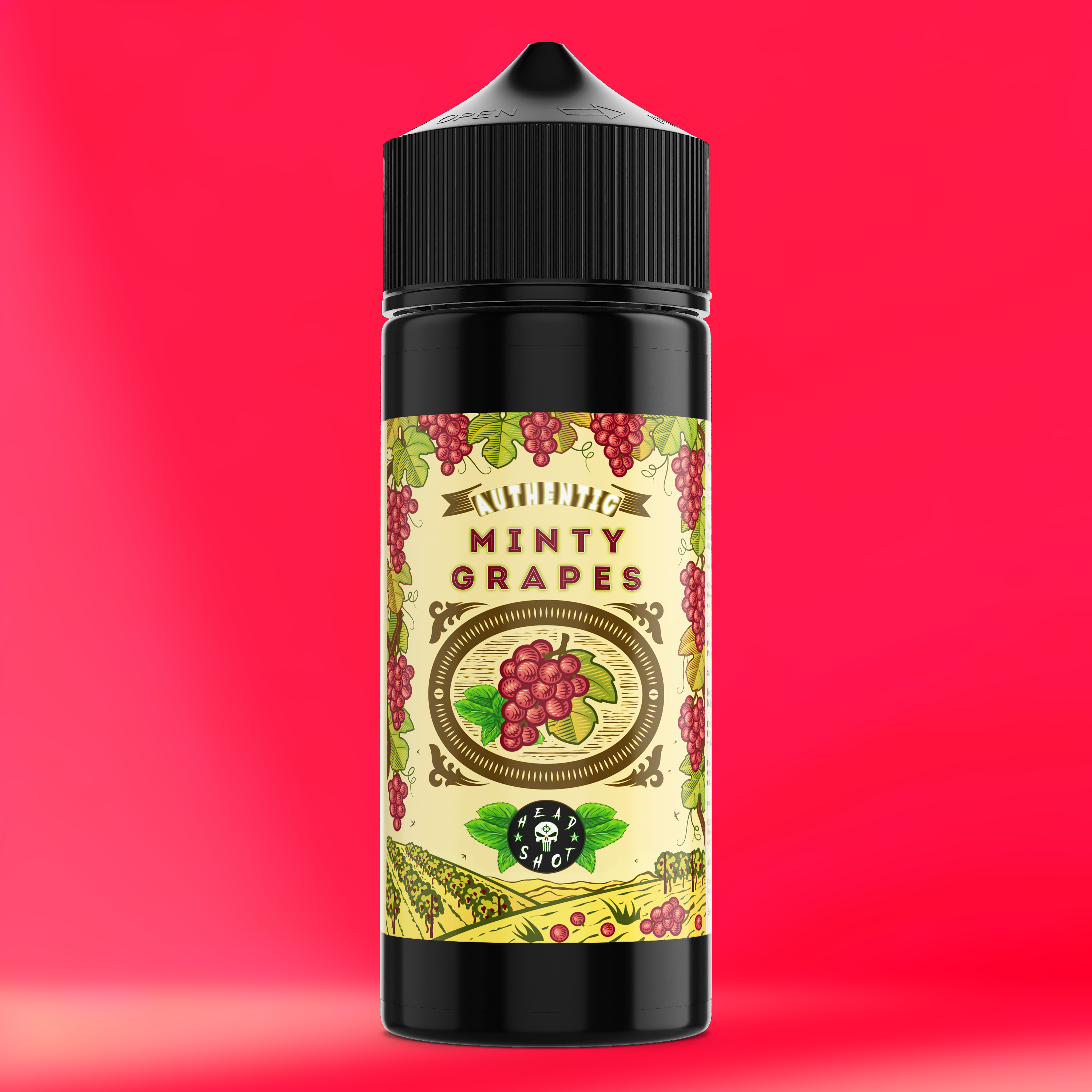 MINTY GRAPES Aroma Flasche farbiger Hintergrund
