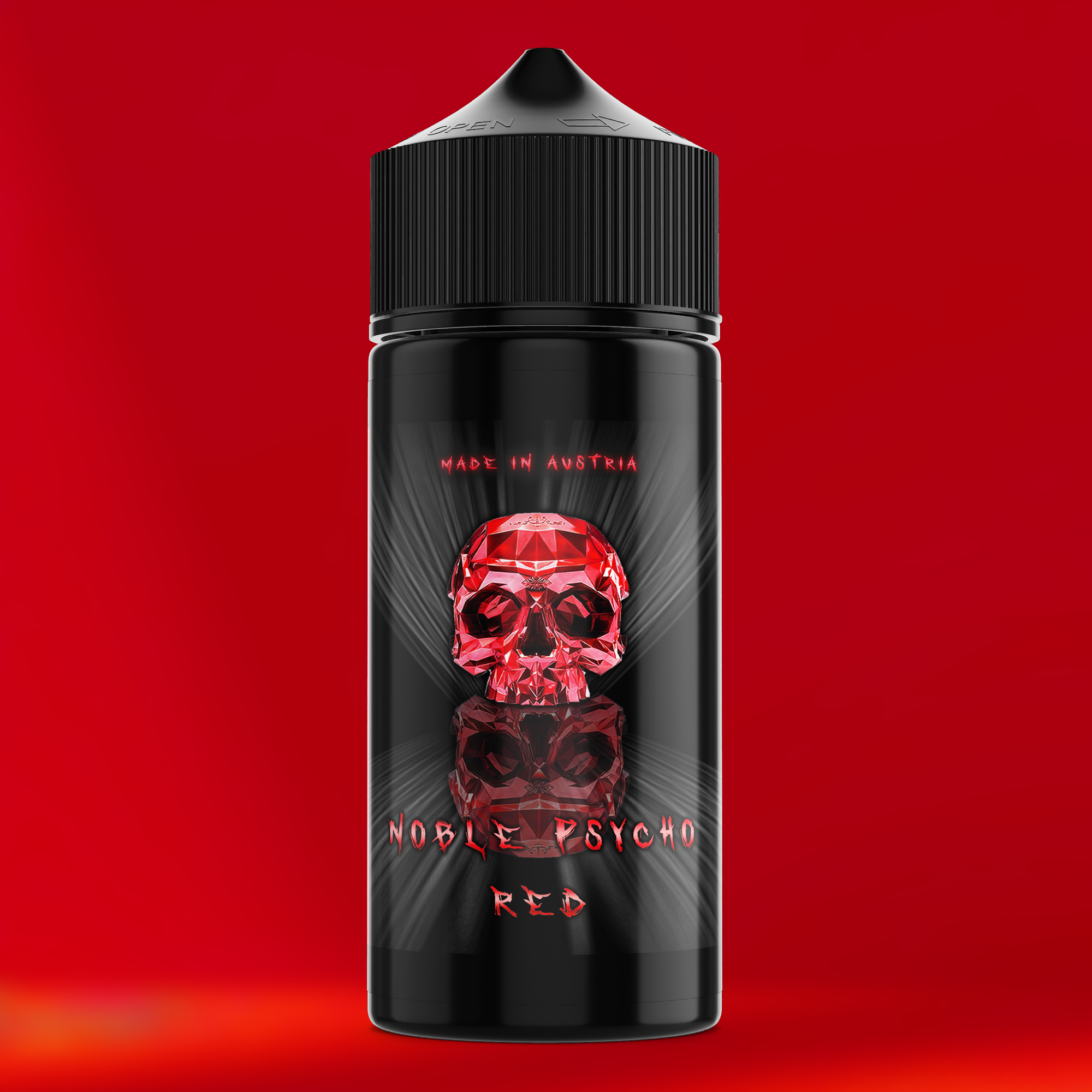 NOBLE PSYCHO RED Aroma Flasche farbiger Hintergrund